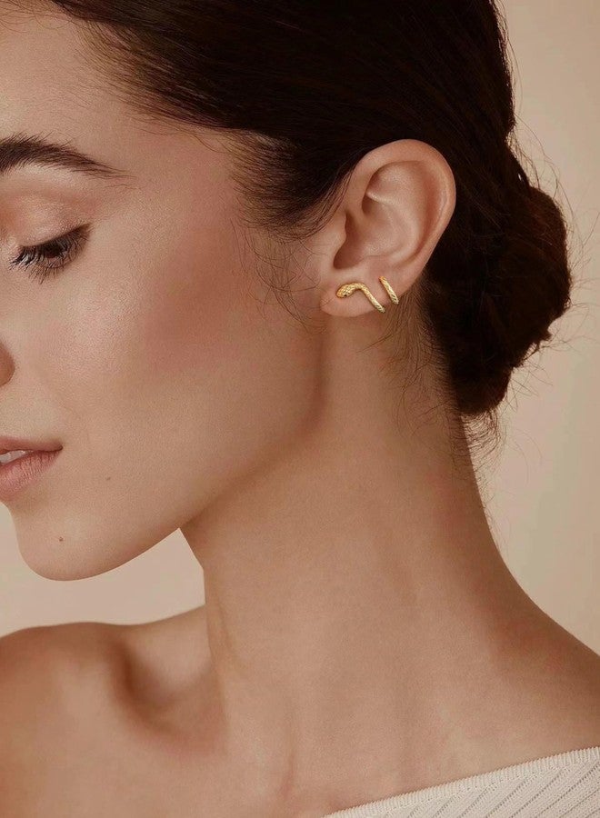 HiStock Snake Earrings, Halloween Earrings for Women 14k Gold Plated Snake Ear Cuff Huggie Earring Halloween Gifts - Image 2